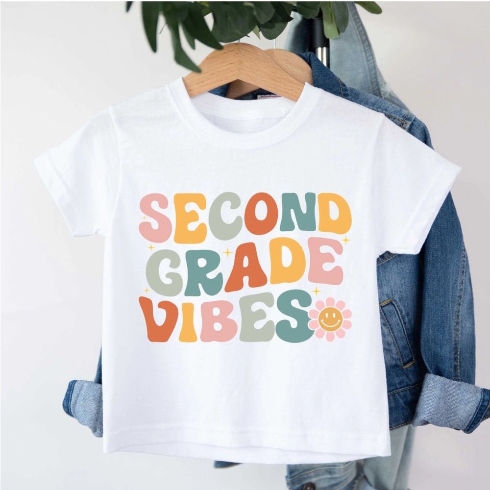 NEW Second Grade Vibes Kids T-Shirt - White